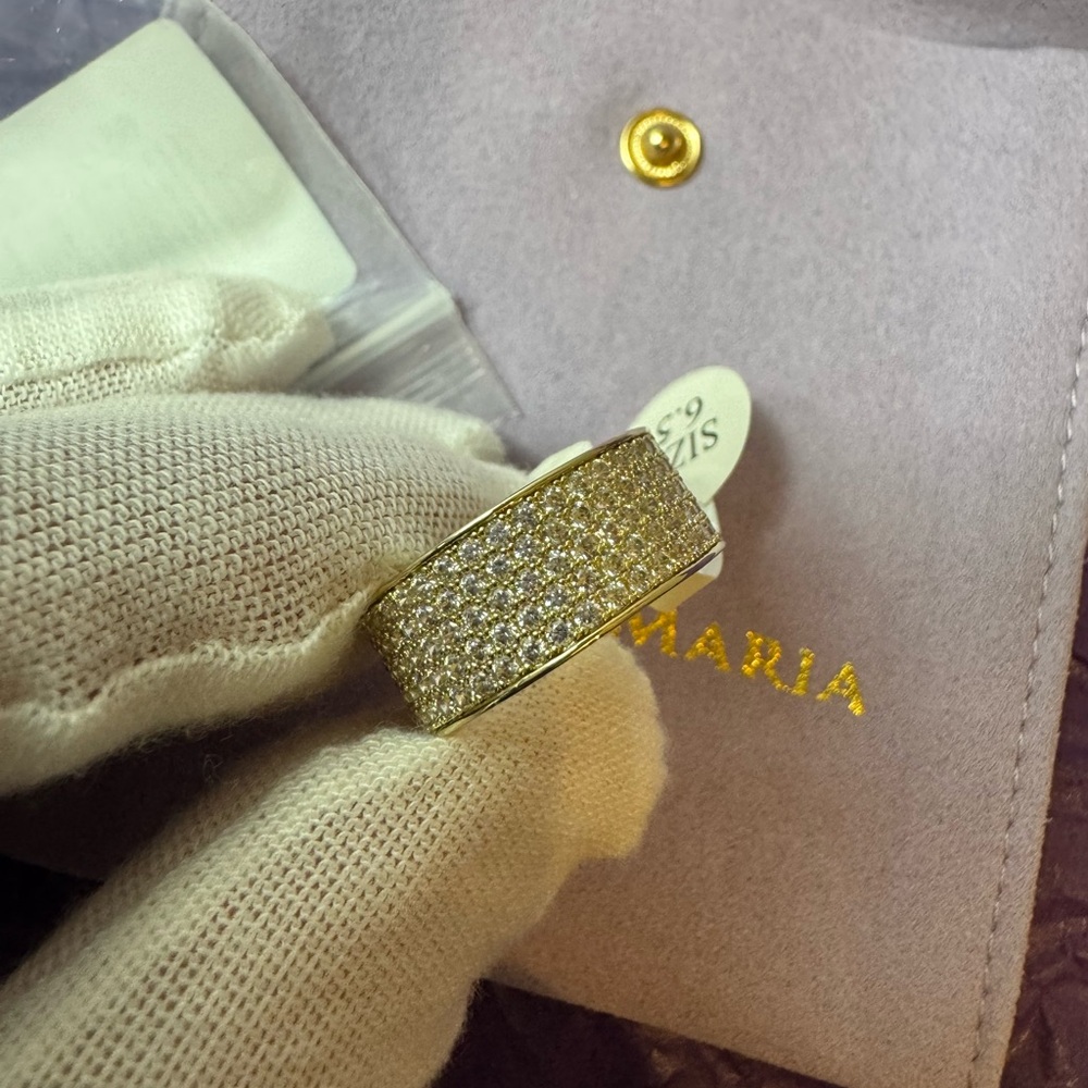 Melinda Maria Gold Pave Ring - Picture 5 of 13